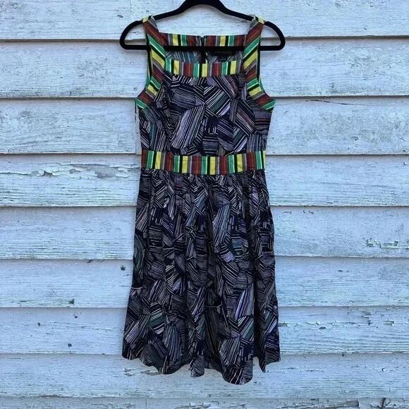 Duro Olowu Multi Color Cotton Fit & Flare Dress size 4 - Picture 4 of 5